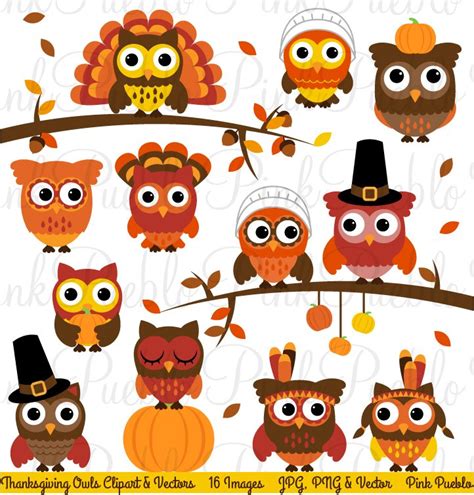 Thanksgiving Owl Clipart And Vectors Seasonal Illustrations ~ Creative