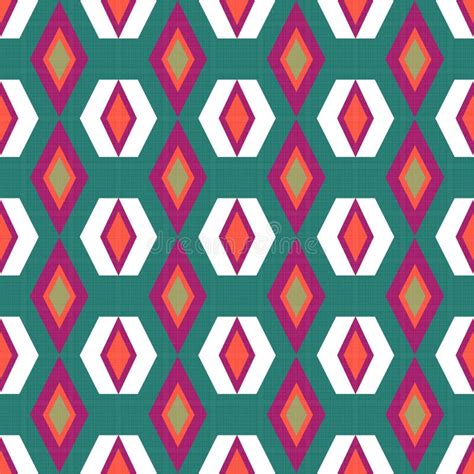 Abstract Geometric Seamless Pattern On Turquoise Stock Illustration