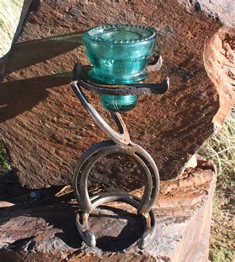 Horseshoe And Glass Insulator Candle Holder Demir
