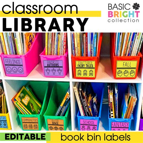 Classroom Library Book Bin Labels Editable Book Bin Labels Basic Or