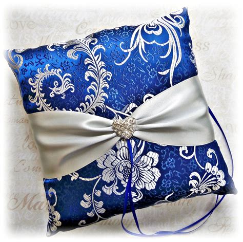 Royal Blue And Silver Wedding Pillow Blue And Grey By All4brides