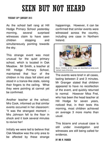 Newspaper Report Example By Xhx Teaching Resources Tes