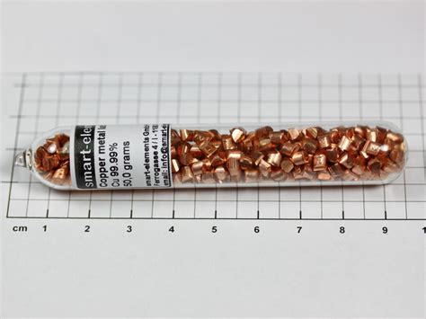 Pure Copper Granules 3mm 9999 Purity Under Argon 50 Grams