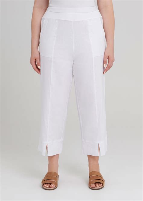 Shop Plus Size Linen Oasis Crop Pant In White Sizes 12 30 Taking