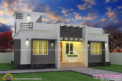 Straight stairs advantages and disadvantages. Flat roof single floor home with stair room - Kerala home ...