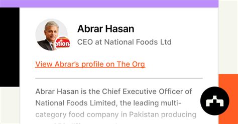 Abrar Hasan Ceo At National Foods Ltd The Org