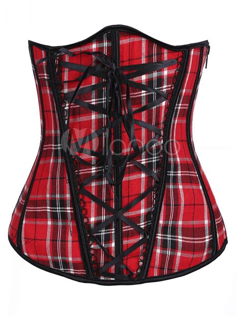Sexy Red Plaid Cotton Lace Up Steampunk Corset For Women Steampunk Corset Steampunk Clothing