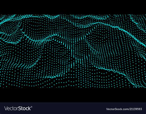 Abstract Digital Wave Grid Consist Of Particles Vector Image