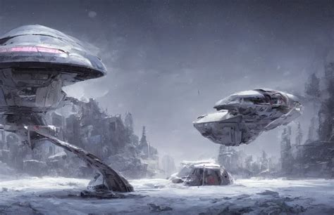 Abandoned Spaceship Covered Partially In Snow Vibrant Stable Diffusion Openart