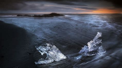 Nature Landscape Water Sea Clouds Waves Ice Coast Sand Rock