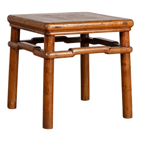 Chinese Ming Style Vintage Natural Wood Side Table With Humpback