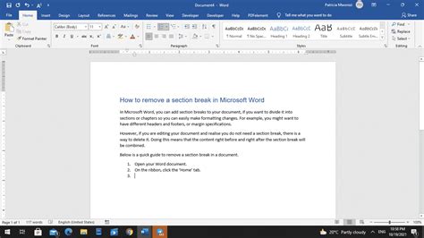 How To Remove A Section Break In Microsoft Word Documents