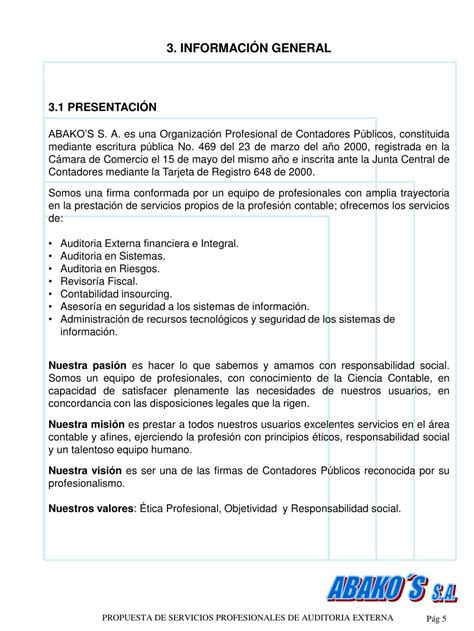 Ejemplo Propuesta De Servicios Profesionales De Auditoria Ejemplo Images