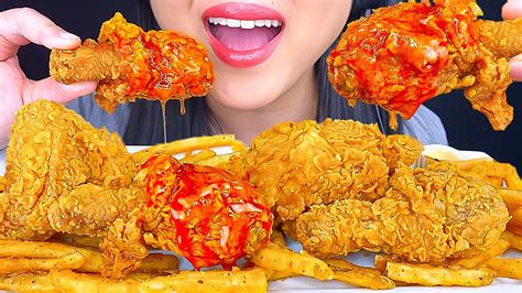 Asmr Spicy Honey Fried Chicken Mukbang Crunchy Eating Sounds Eating Show Asmr Phan Youtube