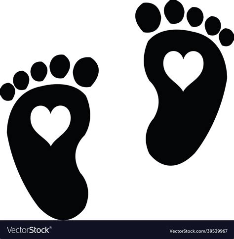 Baby Feet Footprint With Heart Vector Illustration Cartoondealer The