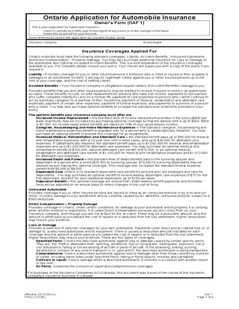Remember, too, that even if the person does. Car Insurance Application Form - Ontario Free Download