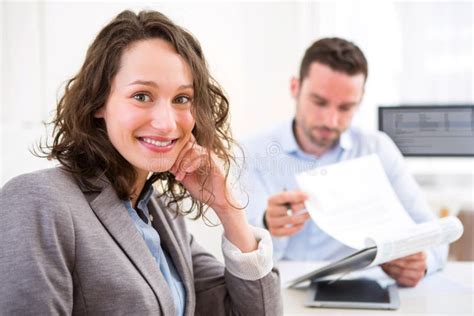 Young Attractive Woman During Job Interview Stock Photo Image Of