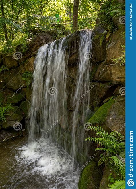 Small Waterfall In The Garden Of Trauttmansdorff Castle Stock Photo