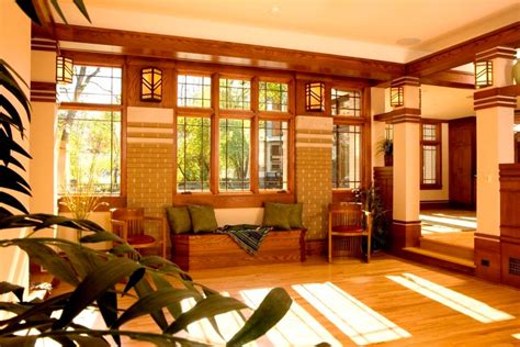 Frank Lloyd Wright Prairie Style Home Traditional Living Room
