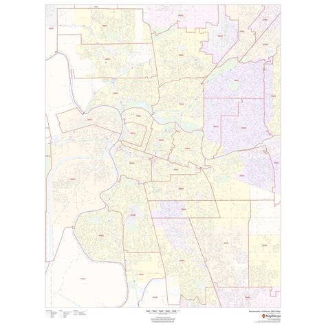 Sacramento California Zip Codes By Map Sherpa The Map Shop
