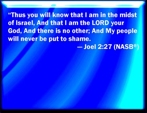 Joel 2:27 And you shall know that I am in the middle of Israel, and ...