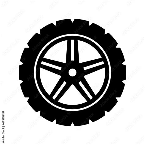 Tire Icon Vector Illustration Of Tyre With Thick Tread Car Wheel With