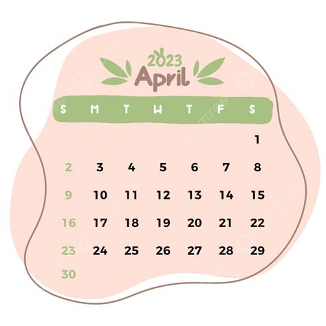 ästhetische April 2023 Kalendervektorillustration April 2023 April