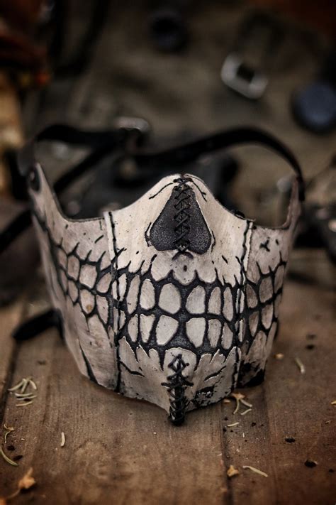 Leather Skull Face Mask For Halloween Or Bikers Can Be Used Etsy