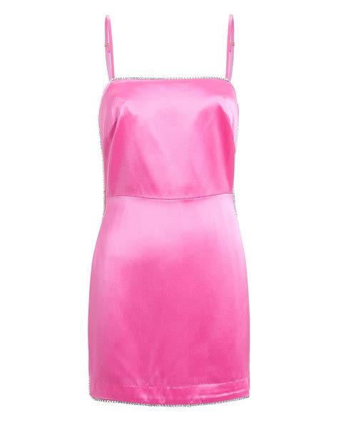 Michelle Mason Crystal Embellished Satin Mini Dress In Pink Modesens