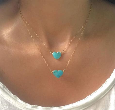 Turquoise Heart Gold Necklace Turquoise Heart Necklace Authentic