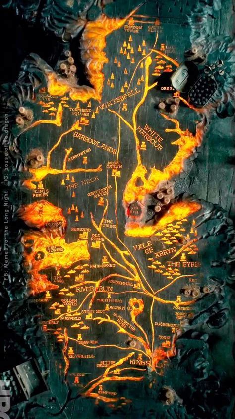 A Map That Is On Fire With Many Different Things In The Middle And