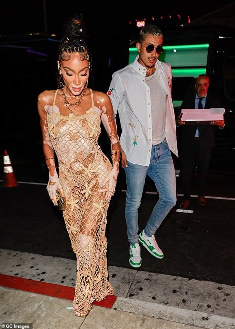 Winnie Harlow Almost Bares It All In A Fishnet Dress While Celebrating
