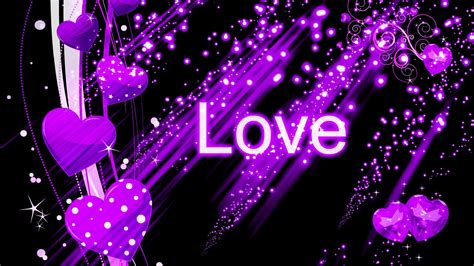 Purple Glittering Heart In Black Background Hd Love Wallpapers Hd