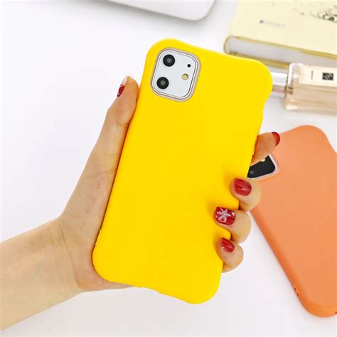 For Iphone 11 Solid Color Tpu Slim Shockproof Protective Case Yellow