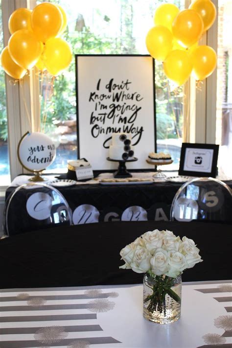 Throw your best fiesta themed party, and give 'em something to taco 'bout—your party hosting skills! Black, White + Gold Graduation Party | Graduation ...