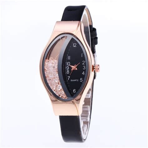 brand women s bracelet watches crystal rose gold leather ladies casual quartz dress wristwatches
