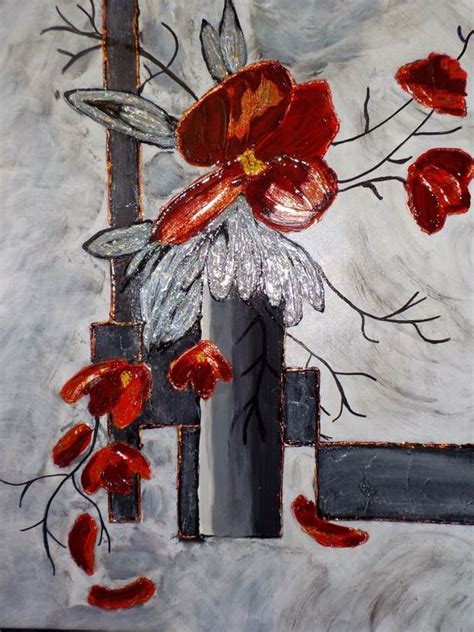 Le cyan, le magenta et le jaune primaire. décoration murale tableau peinture fleurs coquelicots abstraits | Peinture, Peintre des fleurs ...