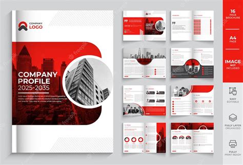 Premium Vector Company Profile Brochure Design With Red Modern Shapes