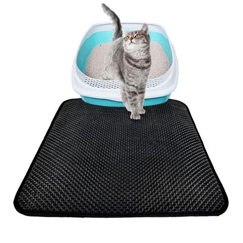 Black Waterproof Double Layer Pet Cat Litter Mat Kitten