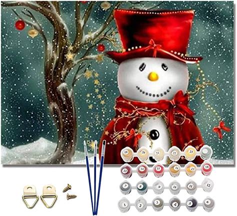 Diy Paint By Numbers For Adults Beginner Christmas Snowman Oil Paint By