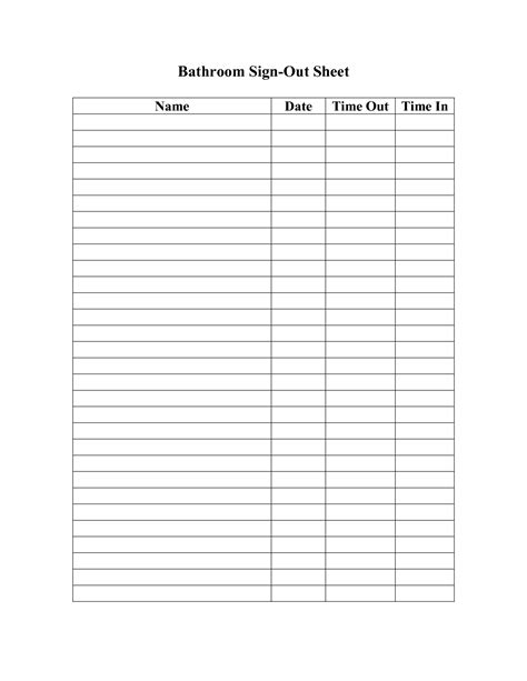 Best Images Of Bathroom Sign In Sheet Printable Bathroom Sign Out
