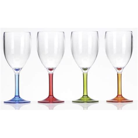 Flamefield Coloured Acrylic Party Wine Glasses 10oz 290ml Pack Of 4 Camping Equipment