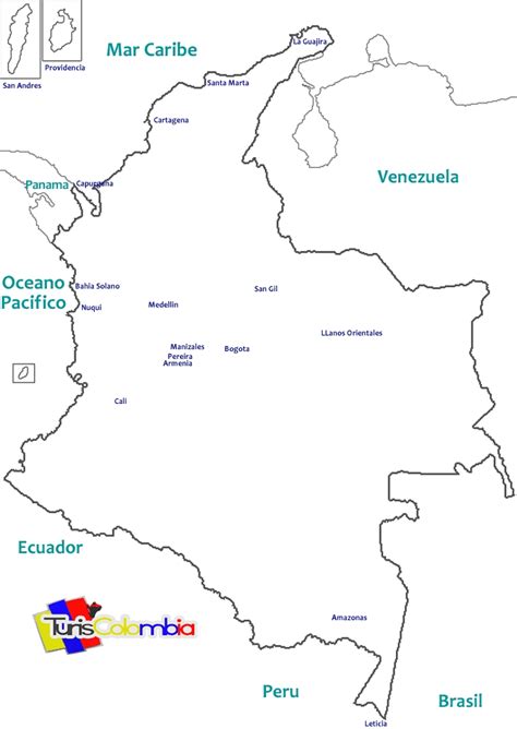 Mapa De Colombia Para Colorear