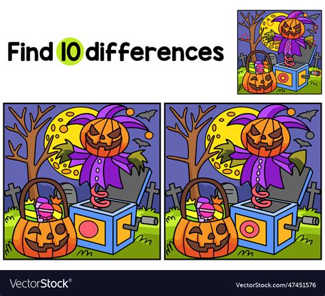 Jack In The Box Halloween Find Differences Vector Image
