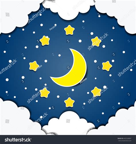 Star Moon Night Sky Vector Illustration Stock Vector Royalty Free