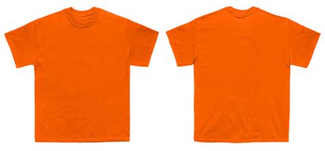 Blank T Shirt Color Orange Template Front And Back View Stock Photo
