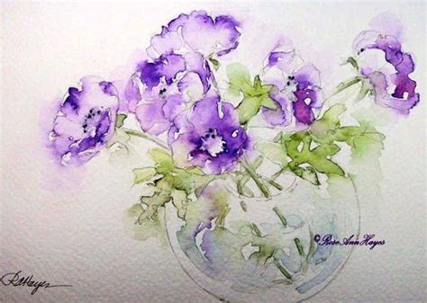 Watercolor painted still life with flower in vase. The Watercolour Log: Watercolour Paintings 17