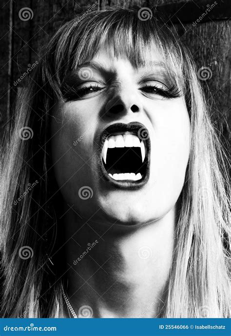 Female Vampire Showing Her Fangs Stock Photo Image Of Woman