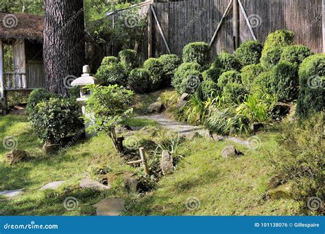 Japanese Garden With A Bamboo Hut Stock Photo Image Of Design Beauty