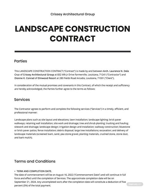 Construction Contract Templates Word Format Free Download